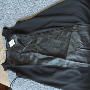 Sheath dress, pleather panel